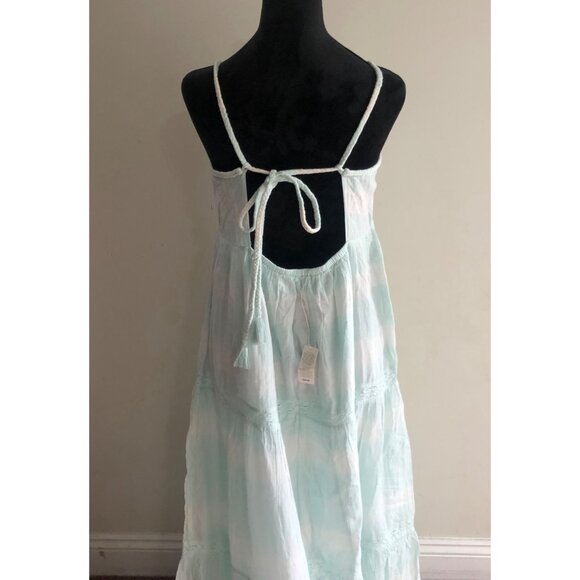 Aerie Light Blue Sleeveless Maxi Dress Adjustable Straps & Tiered Skirt Large - Picture 6 of 13